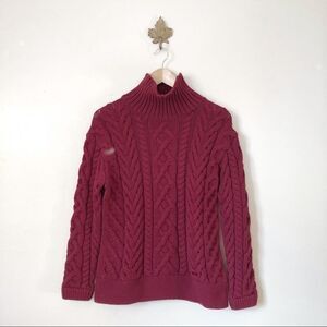 Burberry Brit Maroon Fisherman Cable-knit sweater